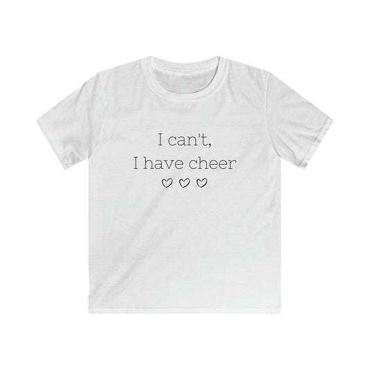 "I can't, I have cheer" youth tee